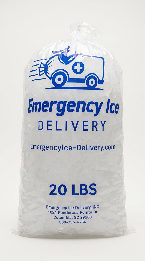 20 lb bag of Emergency Ice Delivery cubed ice